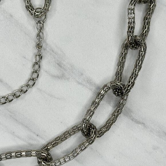 Silver Mesh Chain Link Belt Adjustable Y2K Plus Size One Size โจ - Picture 6 of 10